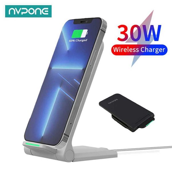 Foldable 30W Wireless Charger Stand For iPhone 13 12 11 Pro X XS Max Samsung S22 S21 Qi Fast Charging Dock Station Phone HolderM240731