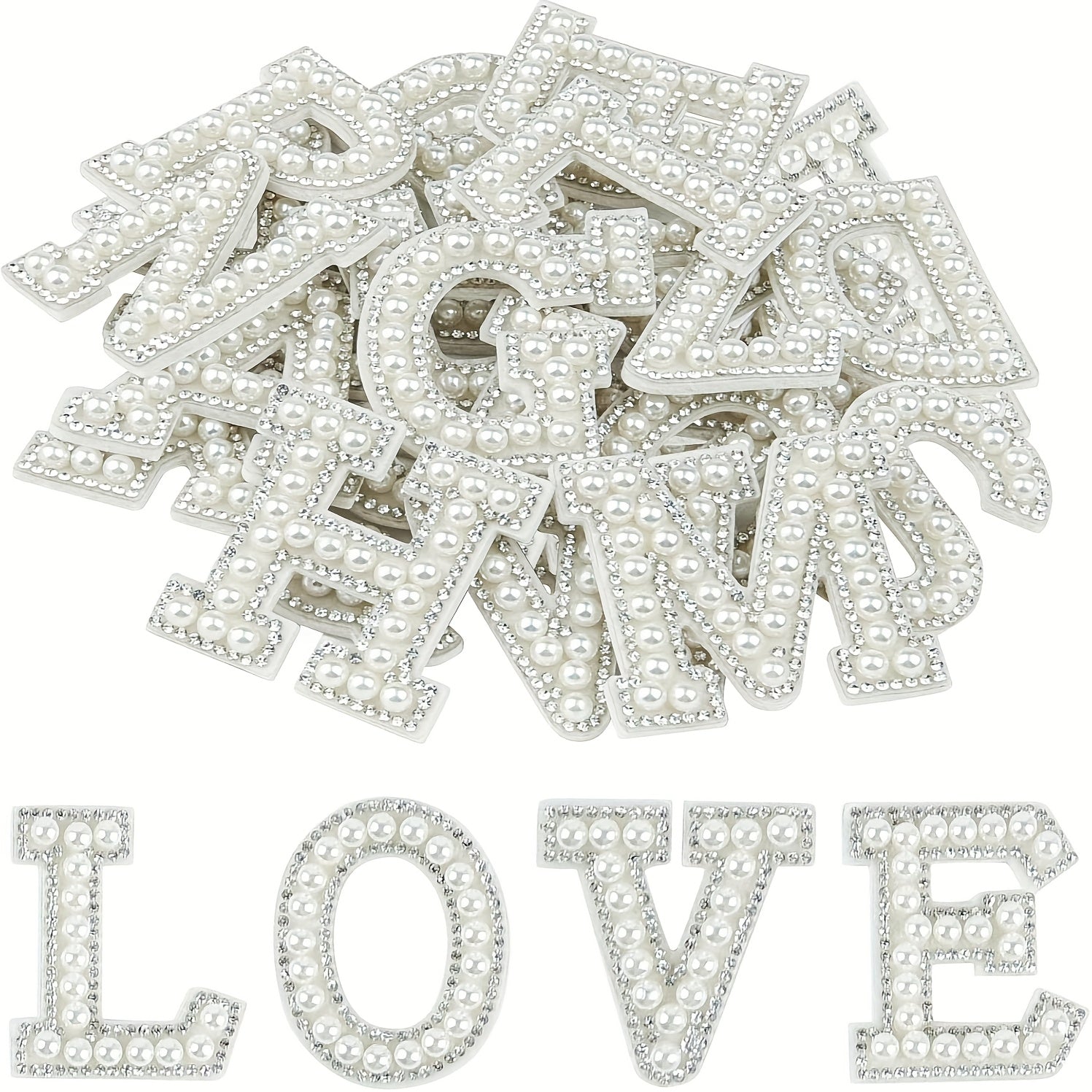 TEMU 26pcs Self-adhesive Pearl Letter Patches A-z, Stick On Pearl Letter Patches For Clothes, Fabric, Backpack Patch Glitter Sew On Alphabet Applique