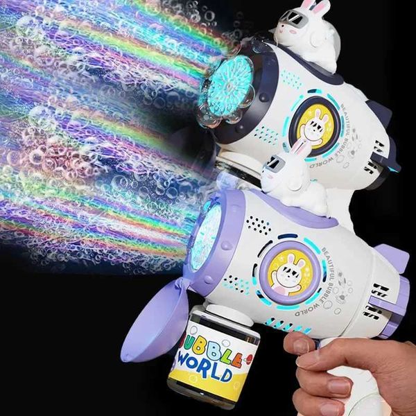 Bubble Gun Rocket Soap Spaceman Bubbles Hine Gun Shape Autatic Blower With Light Pperos Toys For Christmas Gift KidsY250120