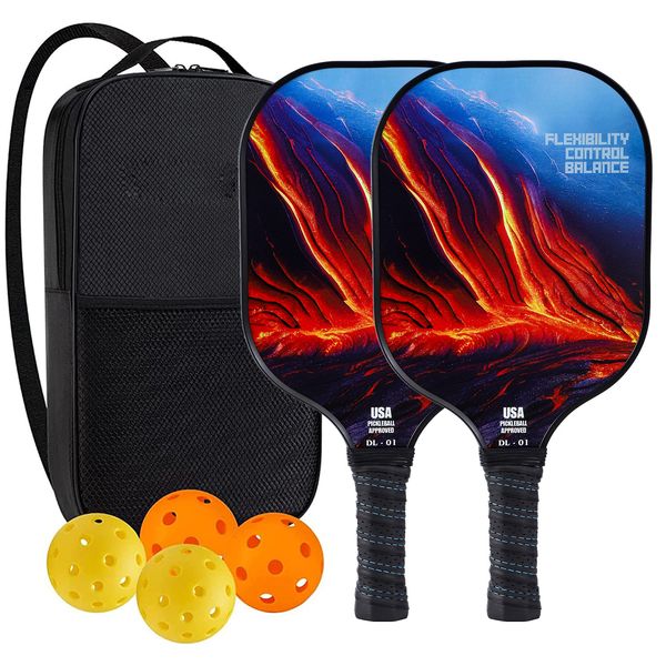 High-Performance Fiberglass Pickleball Paddle for Competitive Outdoors Games 2 Paddle & 4 ball & 1 bag 9910
