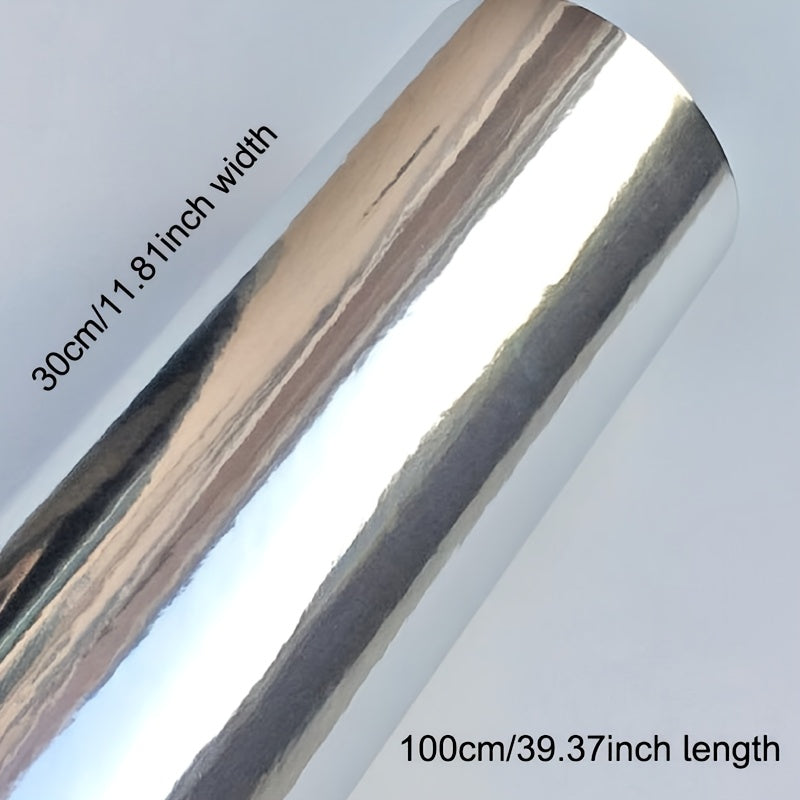 TEMU 1roll Tngletn Glossy Chrome Vinyl Wrap Film, Pvc Material, Bubble-free Adhesive Foil Sticker For Car Decal And Vehicle Wrapping, Applicable