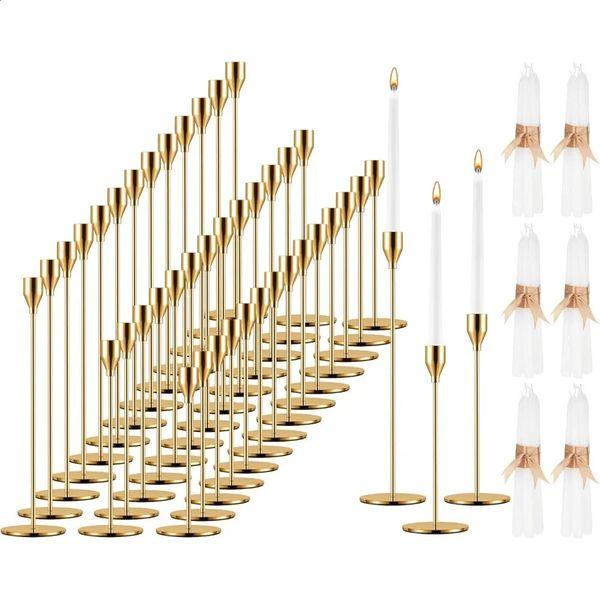 Candlestick Holders Bulk for Taper Metal Tall Candle Stick Stands Fit 079 in Thick CandleGold 24 Sets 240923