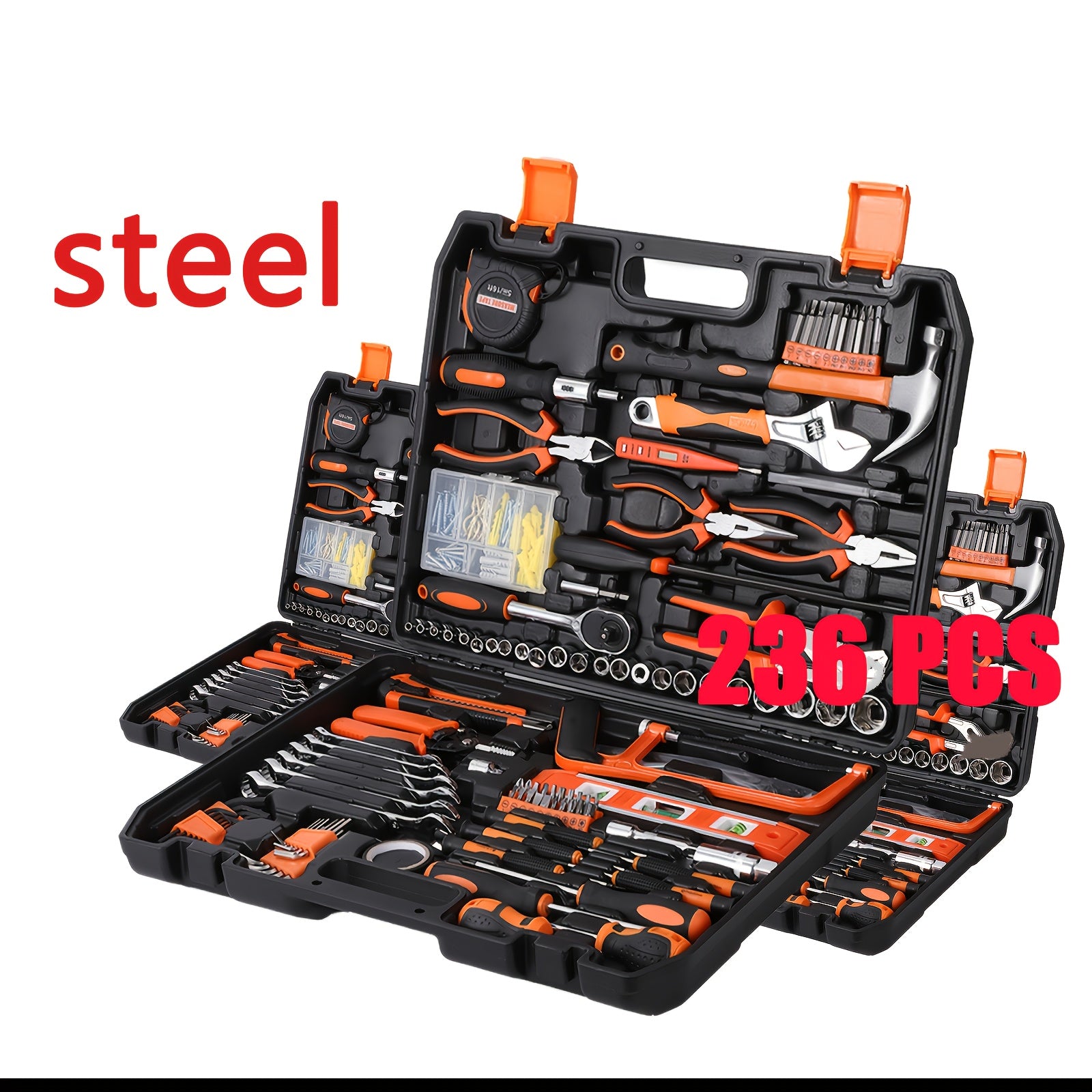 TEMU 236-247-socket Wrench 213pcs Tool Set, Auto Repair Tool Combination Package, Socket Wrench Mixed Tool Set Hand Tool Kit With Plastic Toolbox