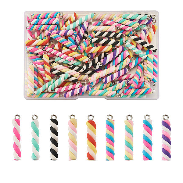 90Pcs 9 Colors Handmade Polymer Clay Pendants