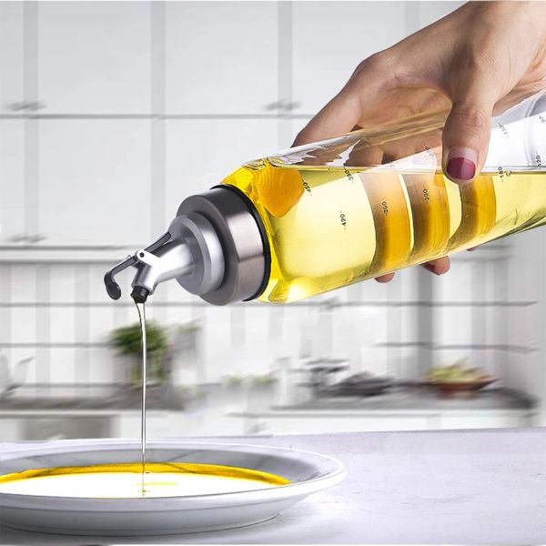 Glass Olive Oil Dispenser Bottle Shatterproof Leakproof Oil Dispenser with Spouts Cooking Oil and Vinegar Cruet Dispenser Bottle