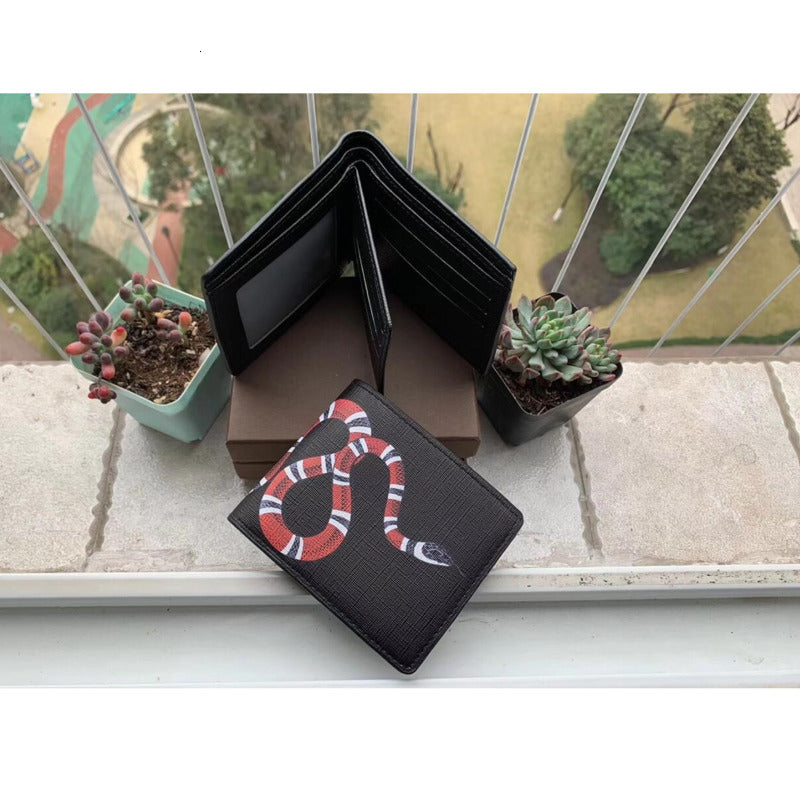 Men Animal Short Wallet Leather Card Holders Black Snake Tiger Bee Wallets Women Long Style Luxury Purse Wallet Cards Holder Top-Quality