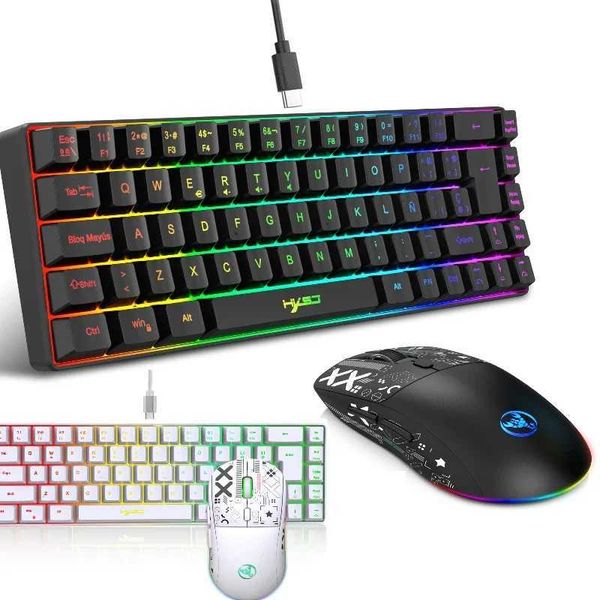 Keyboard and mouse pc gaming kit key board and mouse set gamer offers combo backlit 68keys mini wired keyboards with mouse white X250203