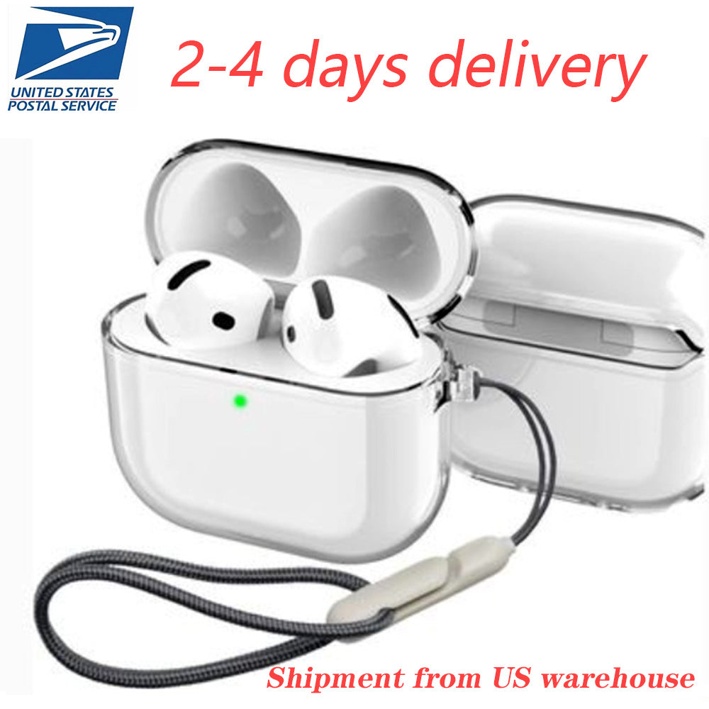 For Apple Pro 2 AirPod 3 4 bluetooth earbuds Headphone Accessories Transparent TPU Solid Silicone Waterproof Protective case Headphones Headset cove