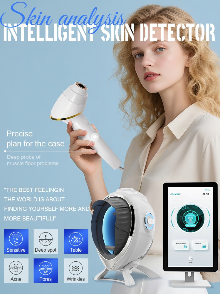 3D Skin Scanner Care Facial Analyzer Monitor Machine Magic Mirror Portable Testing English Detector Face Camera Test Analysis.