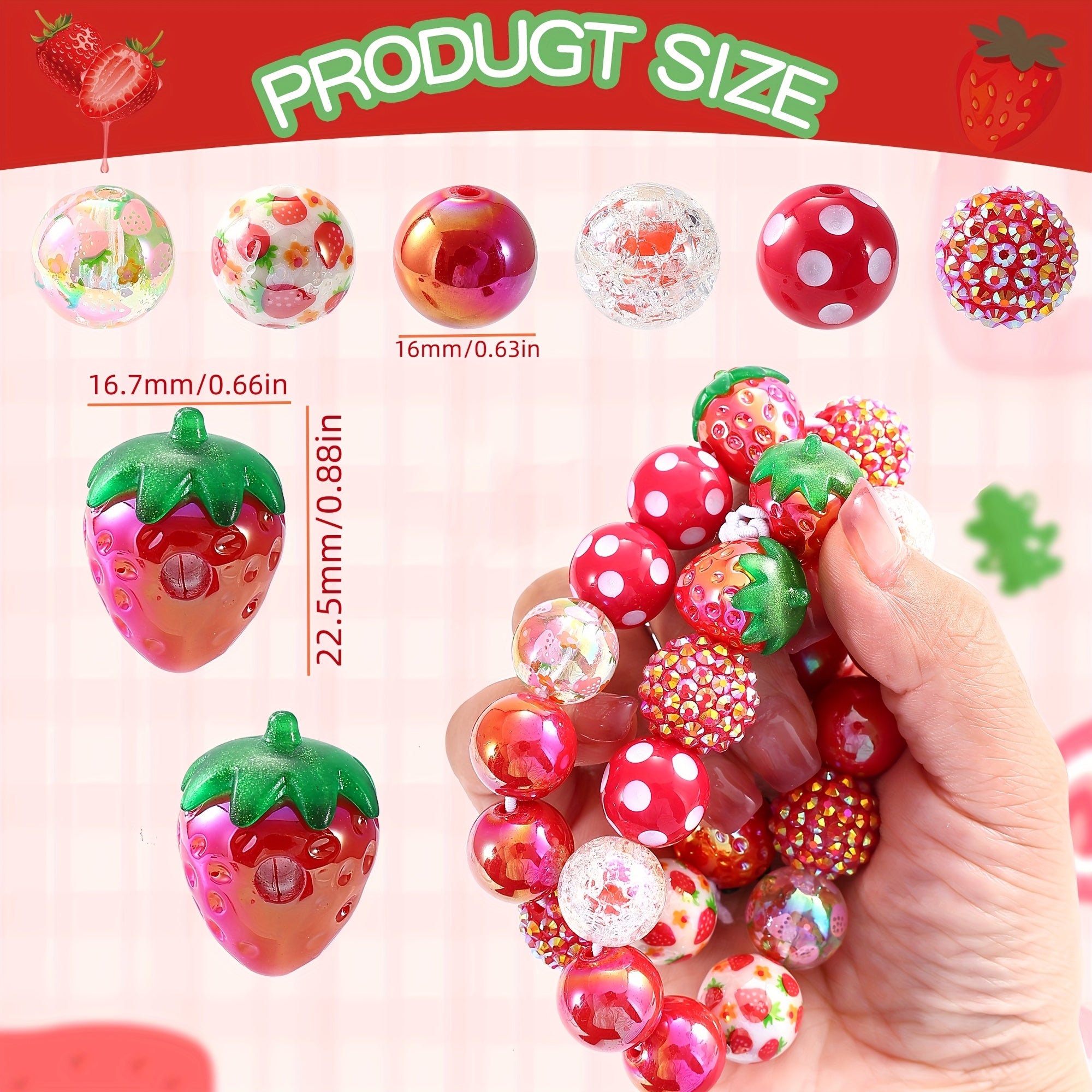 TEMU 20pcs Of Large And Bayberry Balls, Cute And Fun Polka Dot Acrylic Beads With Holes, Suitable For , Bracelets, Keychains And Handicrafts.