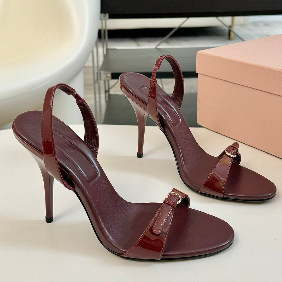 Spring and Autumn New Kitten Heel Sandals Patent Leather Round Head Fashion Ladies Sandals 10cm dress Shoes Luxury Designer Evening Dress Shoes Fact