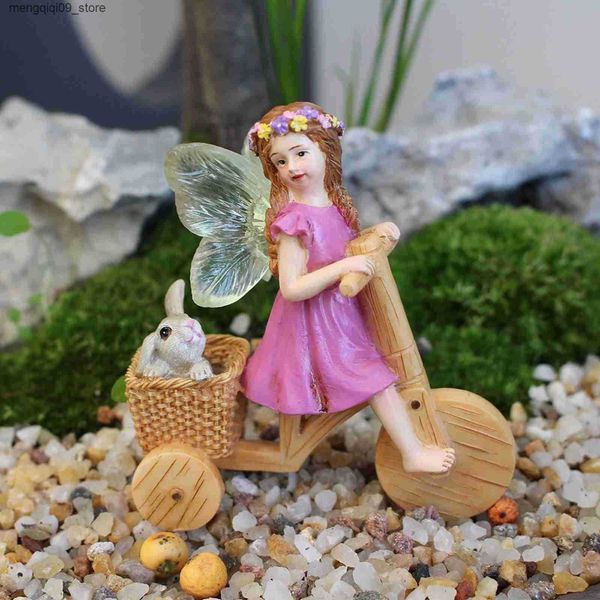 Garden Decorations Miniature Fairy Garden Statue Cycling Fairy Statue Planter Pot Decoration Resin Figurine Outdoor Decor Fairy Garden Acces