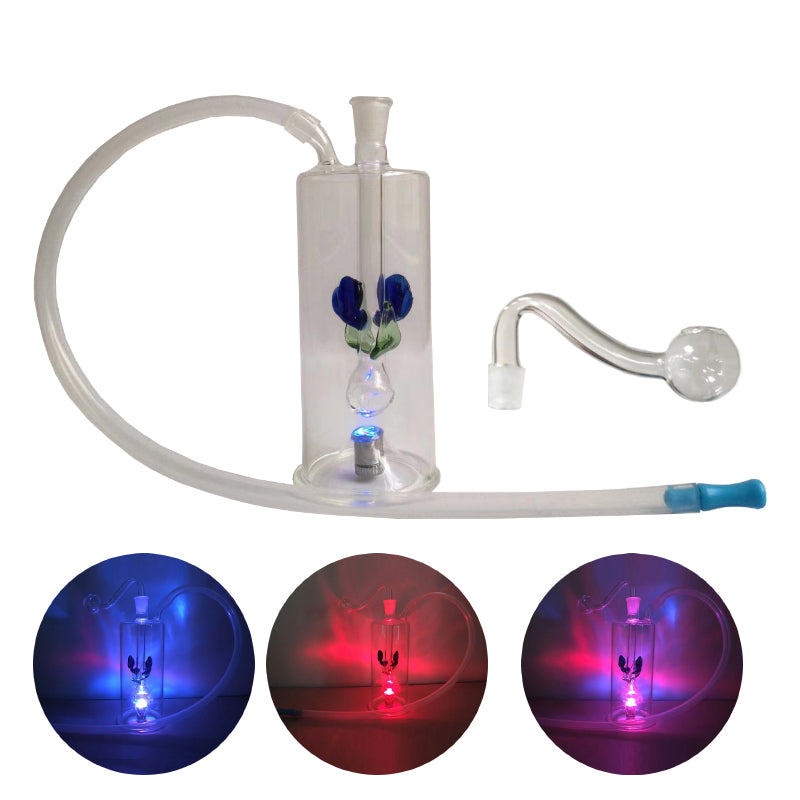 6.3&quot; LED Light Oil Recycle Bubblers Water Pipes Oil Burner Mini Glass Percolator Bubbler Smart Portable Smoking with Bowl Slide and Soft Silico