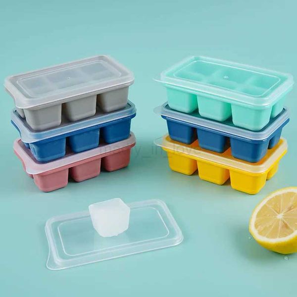 Silicone Ice Cube Mould 6 Grids Soft Bottom Quick Freezer Fruit Ice Cube Maker Ice Tray with Lid Bar Kitchen Tools Summer DrinkM240719
