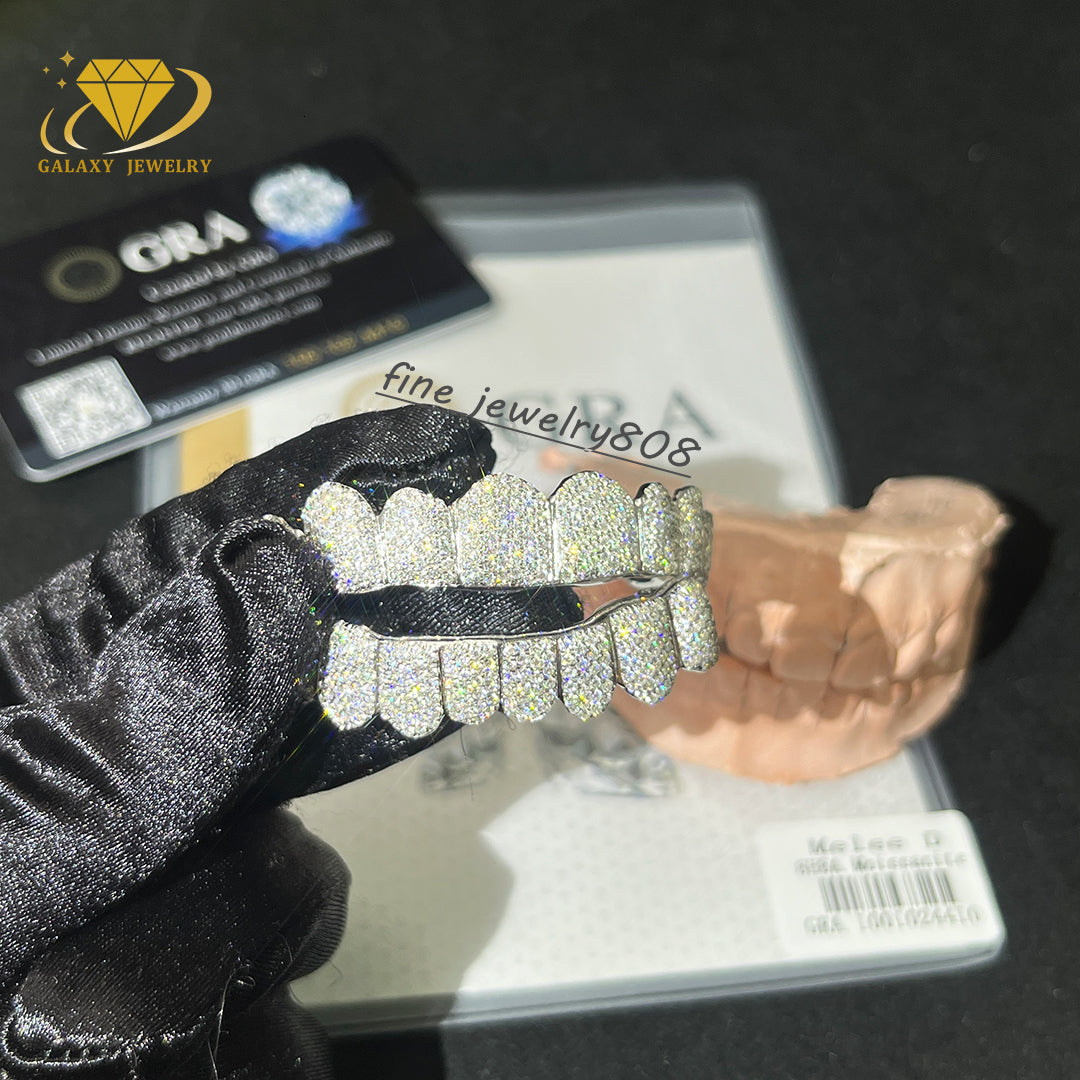 Custom Made Personalized Vvs Dia Dental Grills Rose Gold Moissanite Perm Cut Iced Out Grillz for Teeth