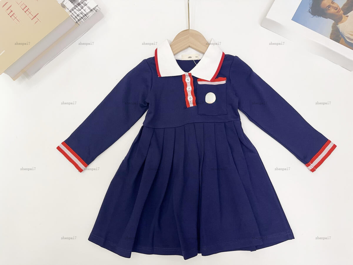 Top girls dress Collar design partydress girls designer clothes Kids Skirt Long sleeved Baby dress A206X06N000