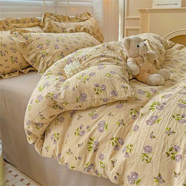 Fresh plant and floral bedding for children and adults four piece bedding pillowcases soft washed cotton home textiles Y240930