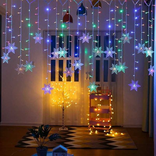 Christmas lights outdoor decorations hanging LED snowflake lights curtains string lights party garden decorations X241114