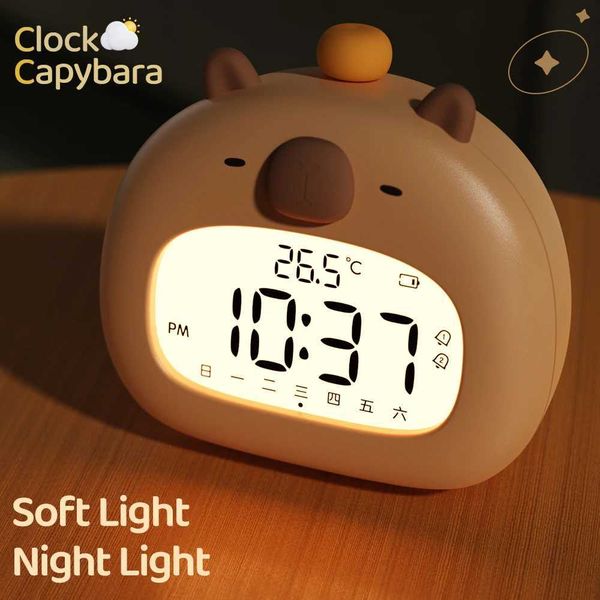 Night Lights LED Capybara Night Light Cute Capybara Alarm Clock USB Charging Timer Desktop Decoration Alarm Clock Decoration Childrens Gift