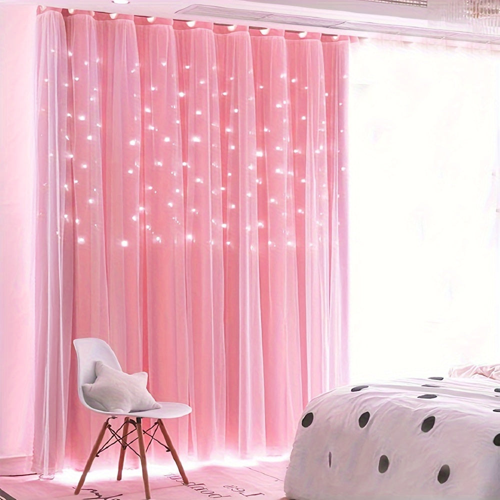 TEMU Star Curtains Blackout Curtains For Bedroom Double Layer Curtains Curtains Cute Curtains Blackout Curtains, Curtains 72 Inches Long 1 Panel,