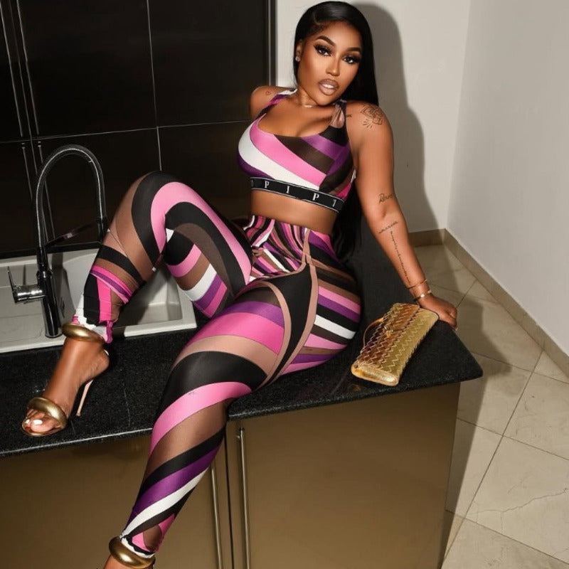 2025 Spring And Summer Designer Tracksuits For Womens 2 PCS Yoga Two Piece Set High Waist Tanks And Slim Pants Sports Outfits