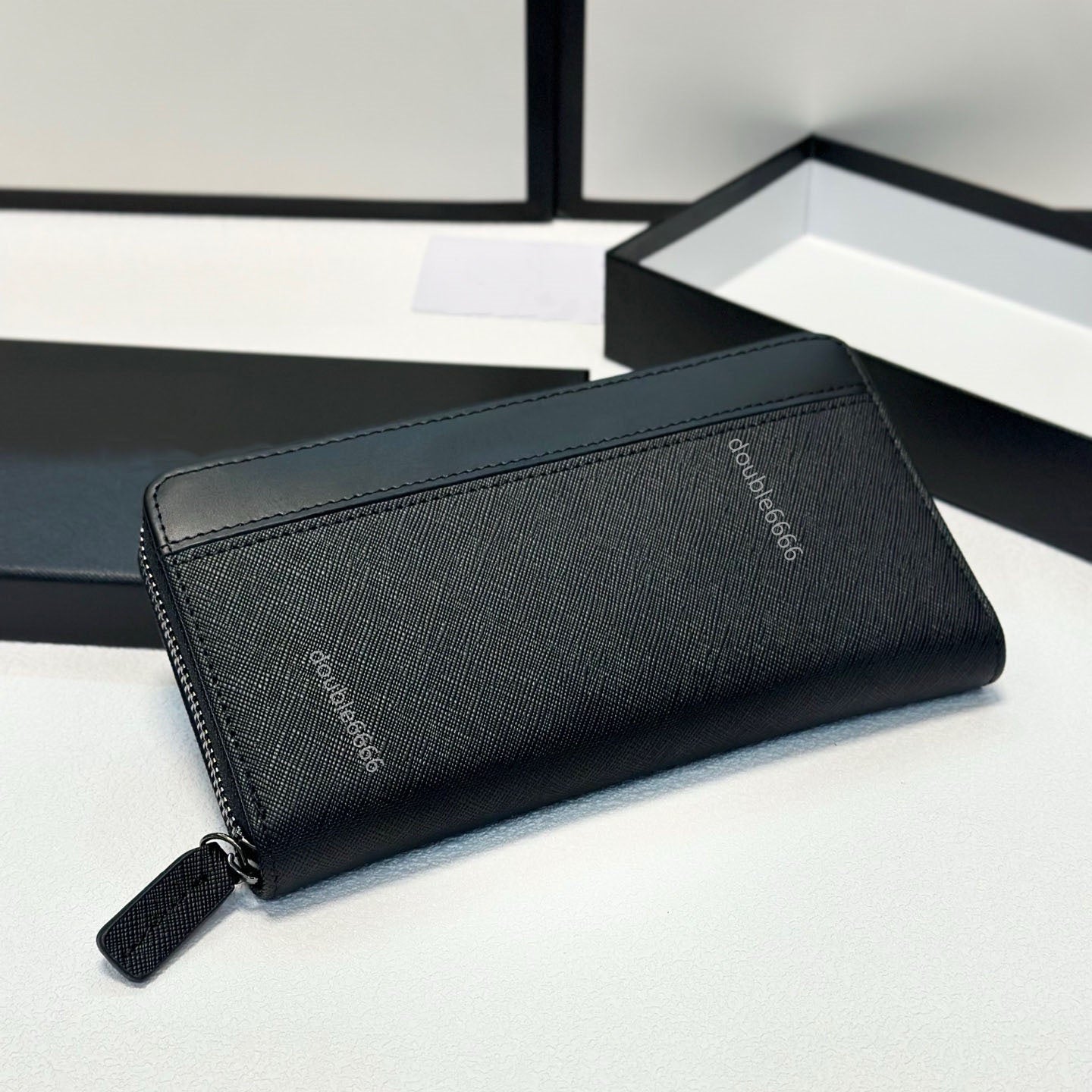 Designer Black premium wallet cross-grain leather clutch phone pouch coin purse key holder passport holder checkbook card holder hand bag