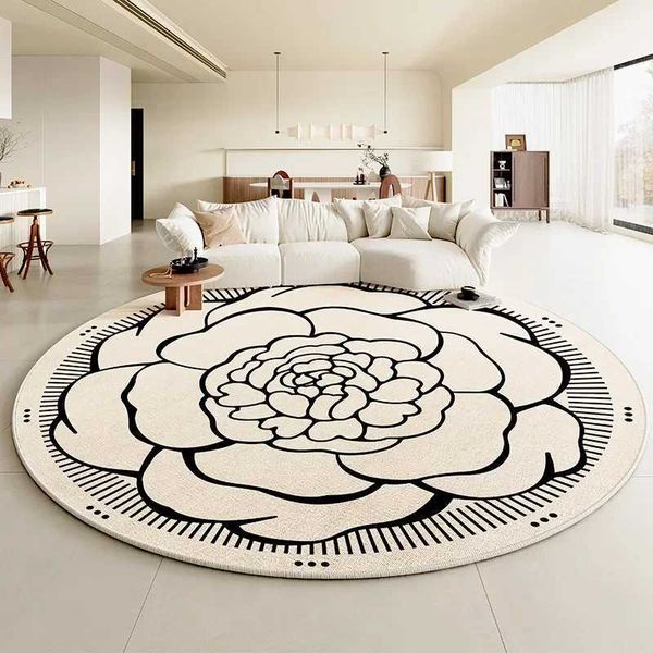 Retro Round Living Room Decoration Carpet Light Luxury Rugs for Bedroom Fluffy Soft Cloakroom Plush Rug Home Non-slip Floor Mat Y250210