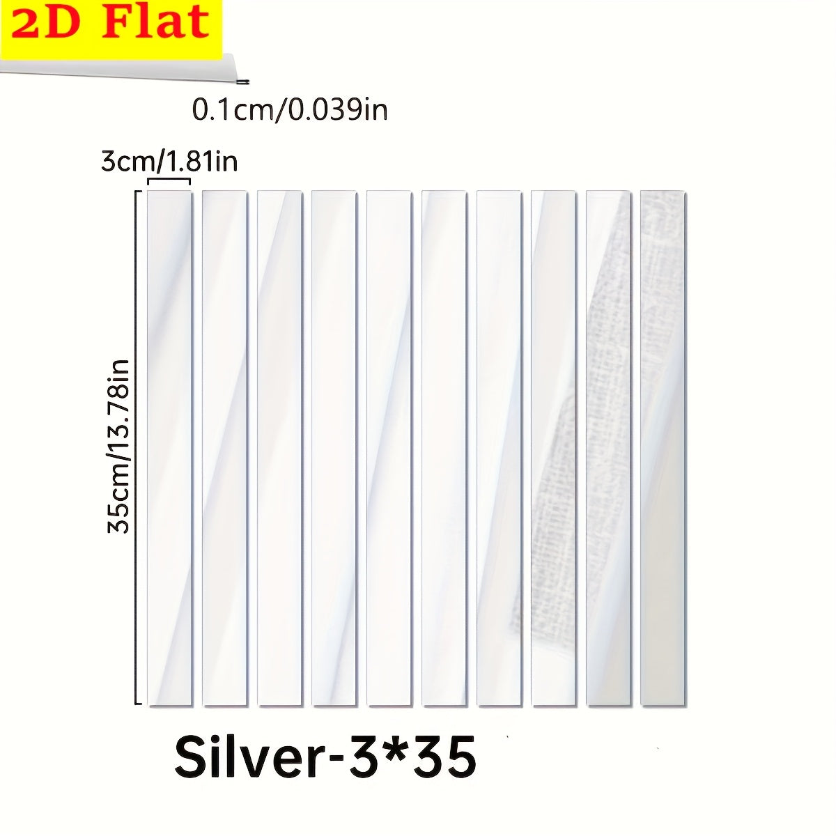 TEMU 2d Flat, Mirror Wall Stickers Rectangle Stripe Wall Mirror Decals, Self-adhesive Removable Long Acrylic Mirror Stickers For Diy Decor In Living