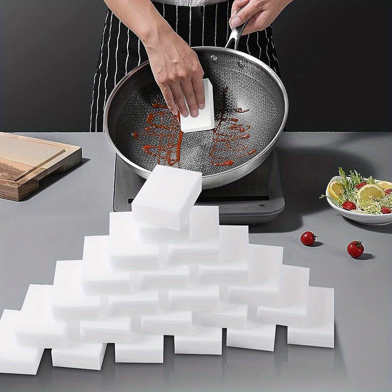 TEMU 10- 100pack Melamine Sponge Foam, Multi-functional Household Cleaning Non-scratch Scrub Sponge Pads For Kitchen, Bathroom, Tub, Sink, Furniture,