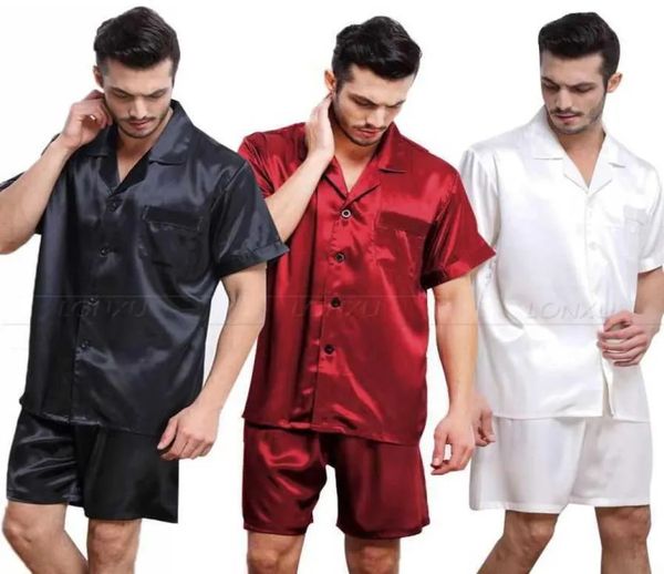 Mens Silk Satin Pamas Pyjamas PJS Short Set Sleepwear Loungewear SMLXL2XL3XL4XL Plus kits