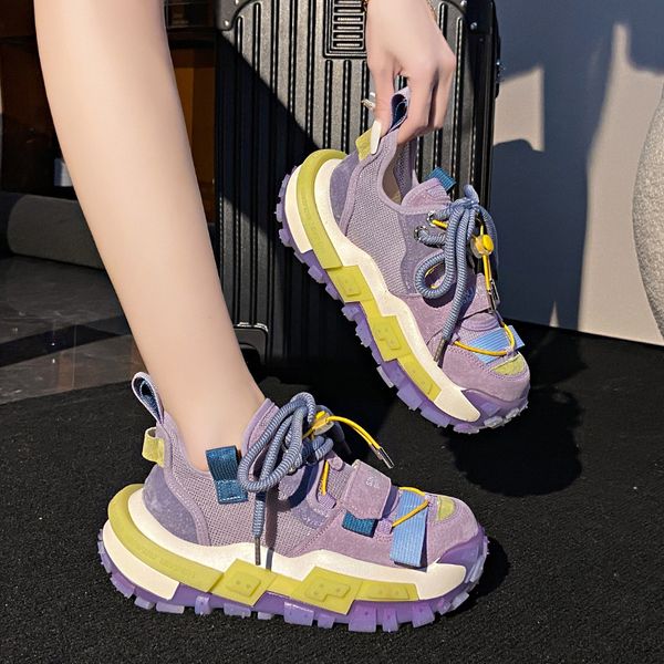 Internet celebrity super hot dad thick soles 2024 spring new tire women&#039;s color blocking sports shoes 9987d d671d