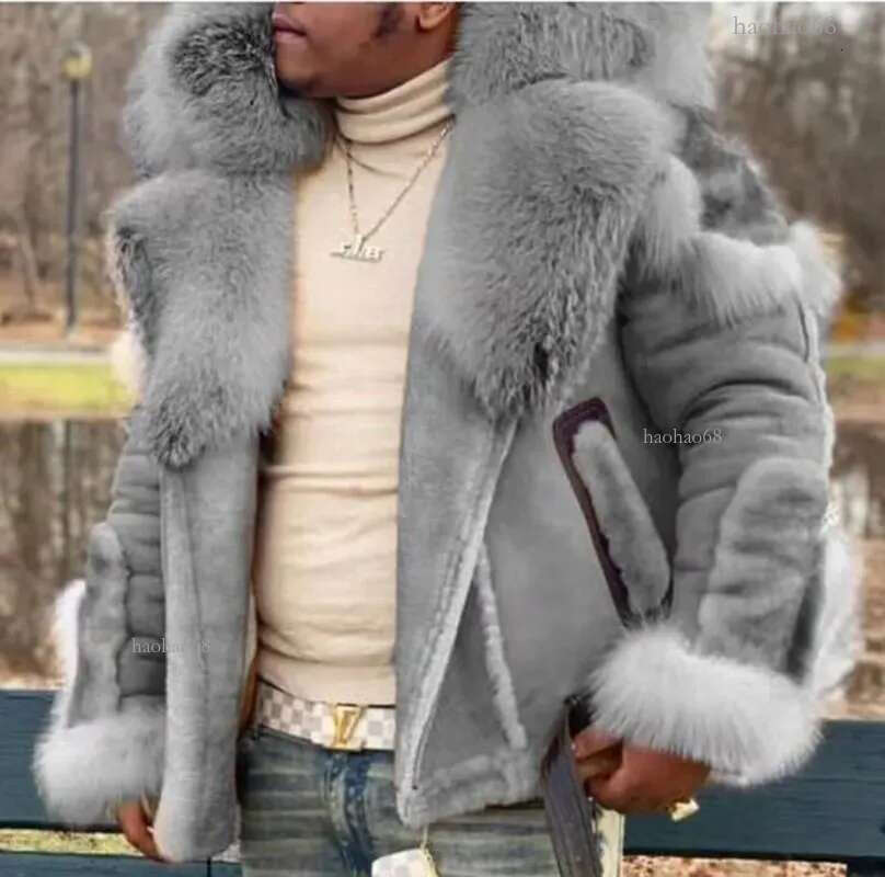 street wear Men&#039;s Leather Faux Solid Short Fluff Men Fur Coat High Quality Stand Collar Retro Comfort Fashion Travel Commuting