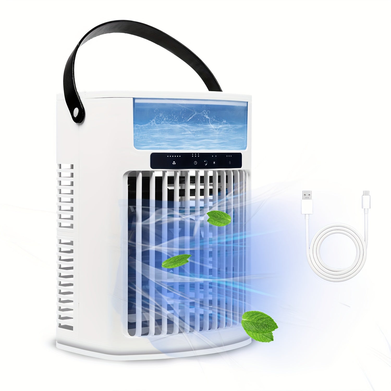 TEMU Usb Portable Air Conditioner, Mini Evaporative Air Cooler, Quiet Fast Cooling Fan, Energy 10w Ac Unit, Humidifer, Desk Tower Fan With 1l