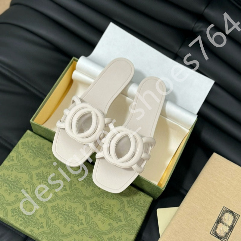 Designer Sandals ladys Interlocking slippers Rubber slippers Women&#039;s Flat Beach Jelly Script Orange Summer Fall Muller Shoes Outdoor Waterproof