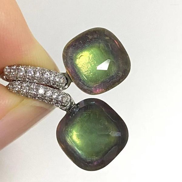 Dangle Earrings 12.6mm Nudo Inlay Zircon Candy Color Crystal For Women Drop Fashion Jewelry Gift