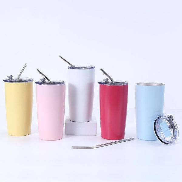 New 20oz straight straw stainless steel portable coffee cup, insulated car cup