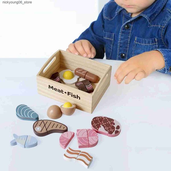 Kitchens Play Food Wooden Play Food Set Montessori Toy Educational Toy Pretend Play Kitchen ToysL240910