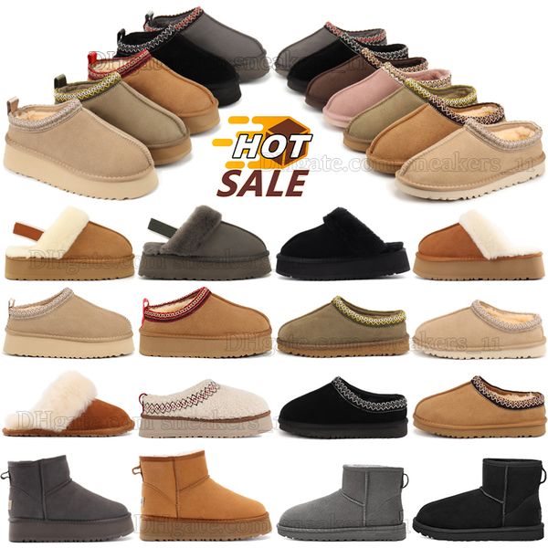 Designer slippers tasman Tazz Chestnut Mustard slide for men women mule platform coquette scuffette slides disquette classic Boot Short ultr