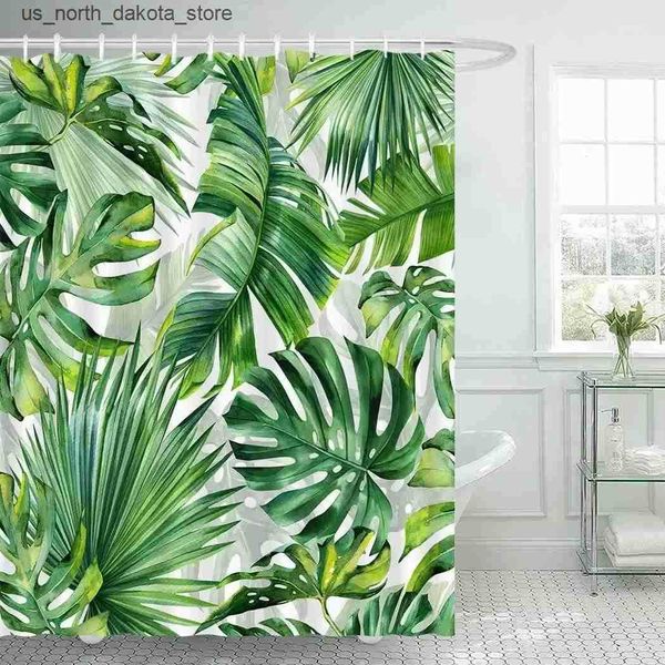 Shower Curtains Tropical Leaf Shower Curtains Green Palm Leaves Banana Monster Jungle Plants Hawaii Modern Polyester Bathroom Curtains Decor