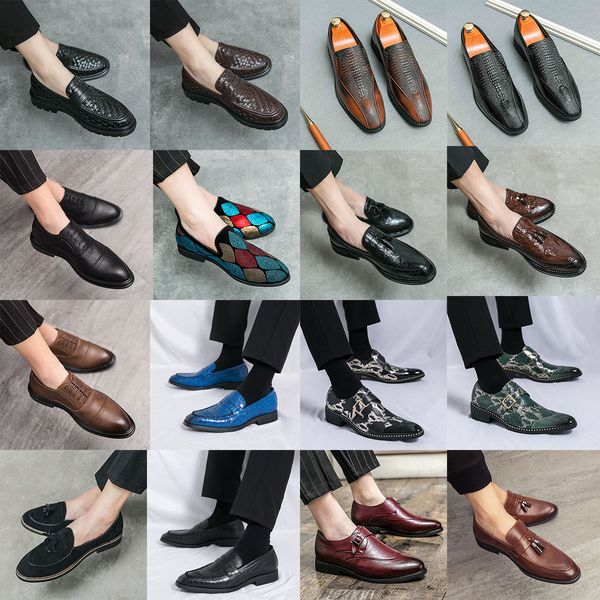 Luxury Brand Classic Men&#039;s Shoes Leather Shoes Patchwork color Rhinestones Loafers Luxury Business Office Formal Shoes One Foot Stirrup