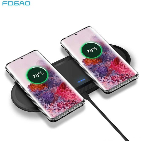 2 In 1 Wireless Charging Pad 15W Dual Fast Chargers Station for iPhone 14 13 12 11 XS XR X 8 Samsung S22 S21 S20 Airpods 3 ProM240731