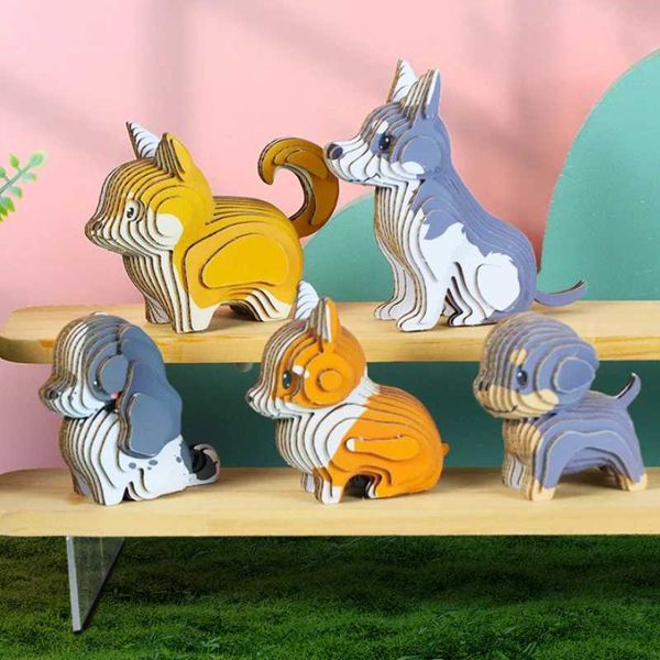 3D Puzzles New 3D Cute Puppy Paper Jigsaw Puzzle Childrens Home School Parent-child Interactive Game Puzzle Toys Educational Toys for s H241