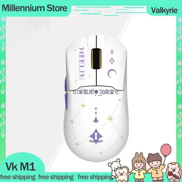 Mice Valkyrie Vk M1 gaming mouse with 4k charging dock 3-mode USB-2.4G-Bluetooth wireless mouse Paw3395 lightweight gaming mouse gift Q24061