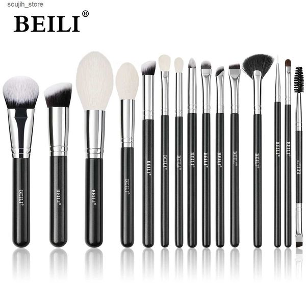 Makeup Brushes BEILI 15PCS Makeup Brushes Powder Foundation Highlight Concealer Eyeshadow Blending Make Up Brush Set pinceaux de maquillage