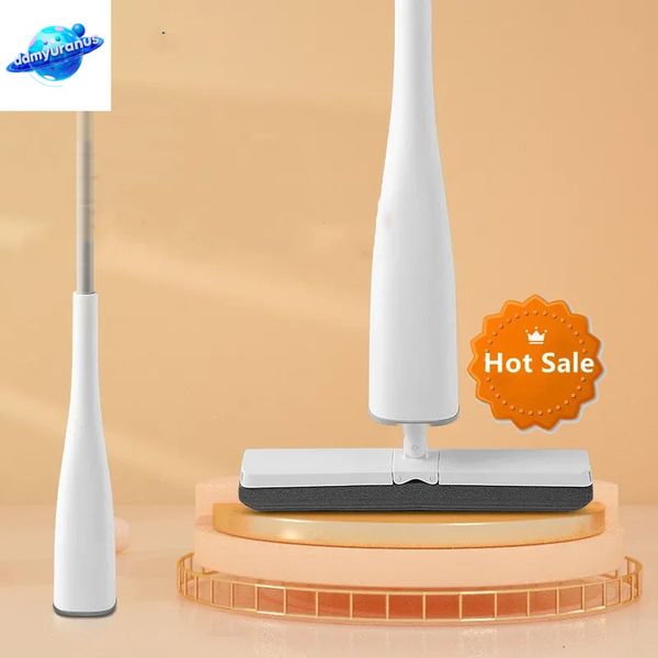 ddmyuranus Automatic Flat Easy with PVA Sponge Mop Heads Free Hand Washing Self-Wringing for Bedroom Floor Clean