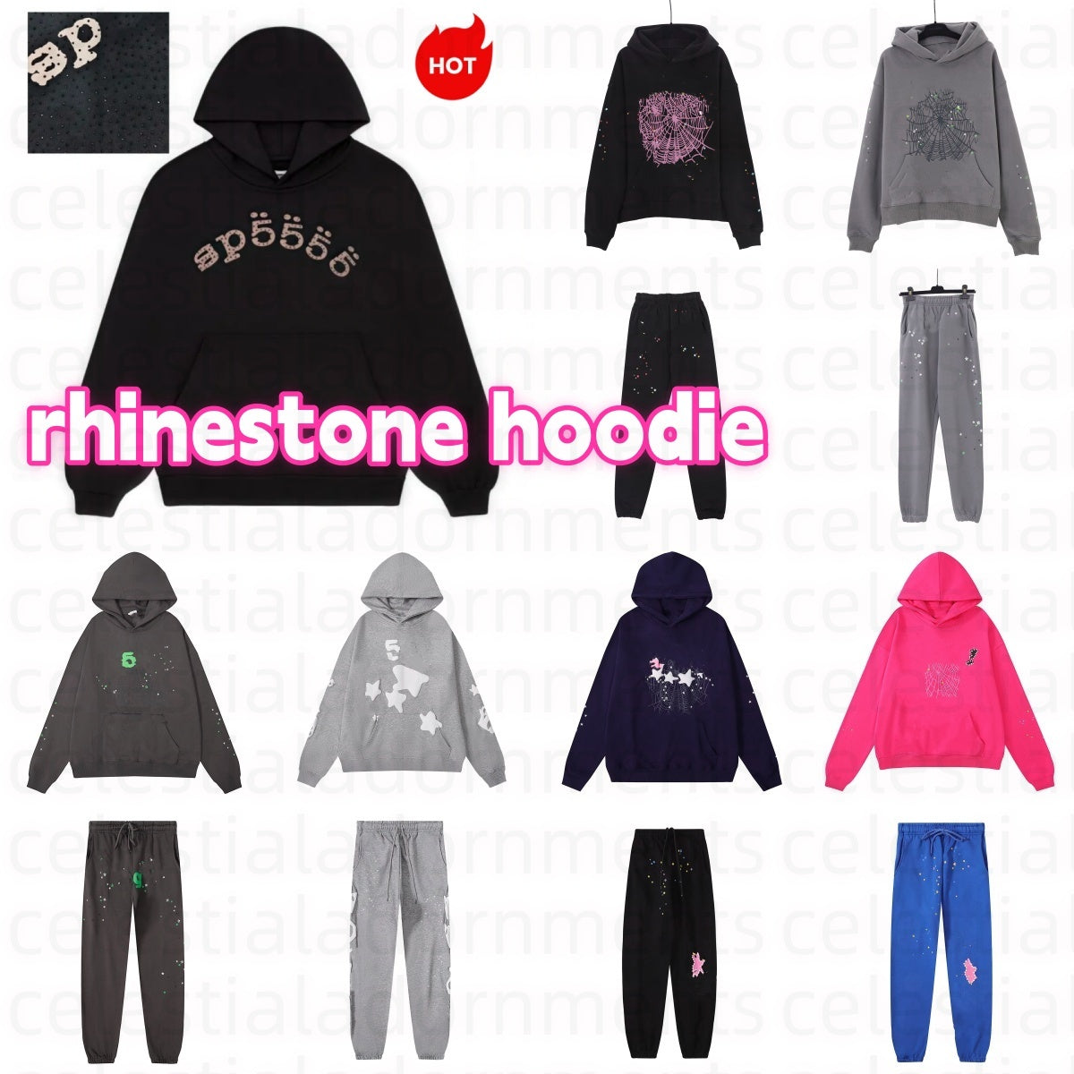 Designer spider hoodie mens hoodies rhinestone 25 spSder hoodie sweatshirts sweatpants womens puff printed sweatshirts pants bubble printed gray hoo