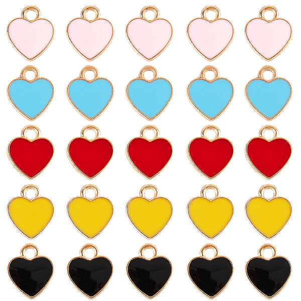 100pcs 5 Farben Legierung Emaille Charms