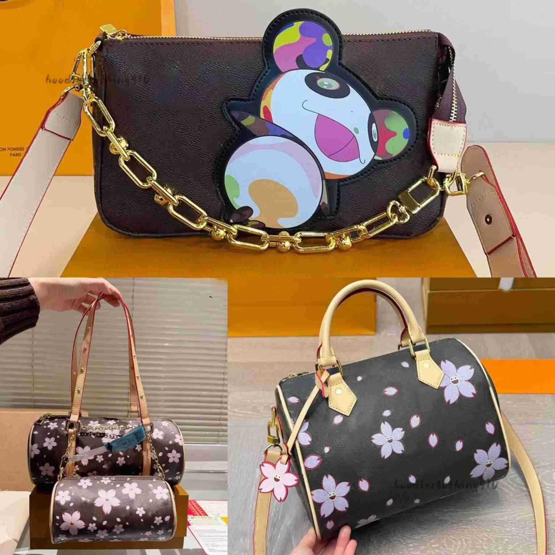 Shoulder Bag Leather Takashi Murakami Cherry Blossom Handbag Canvas Shoulder Bag Designer Bag Women&#039;s Colorful Bag Fashion Vintage Women&#039;s