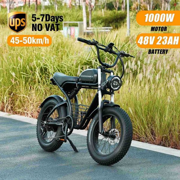 Bikes Bikes Kickwey K7 Adult Ectric Bicyc 1000W 48V 23ah Mountain Ectric Bicycle 20 inch Fat Tire Outdoor Entertainment Off Road E Bicycle L