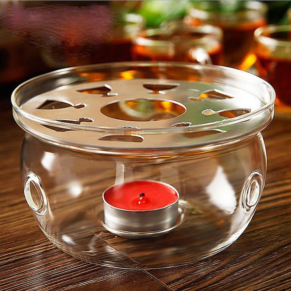 New Clear Glass Heat-Resisting Round Teapot Warmer Heater Base Candle Holder for Home Kitchen Accessories EL
